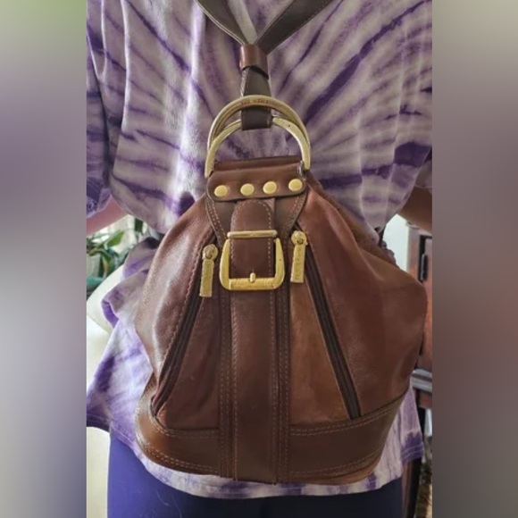 Valentino Di Paolo Italy Leather Convertible Backpack Hobo Shoulder Bag Purse - Picture 9 of 9